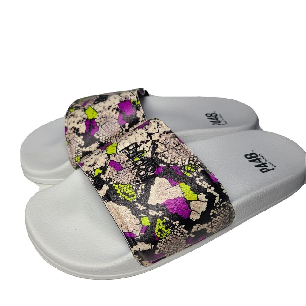 P448 womens Slide Sandals Water Resistant multicolor snake print sz 7 37 new